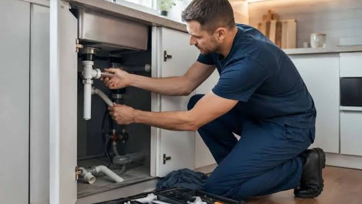 Plumber repairing a kitchen faucet in Lancaster, CA