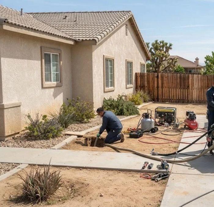 Trenchless pipe lining equipment at a Lancaster, CA property